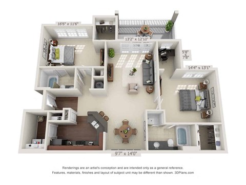 greystone falls two bedroom with deck floor plan